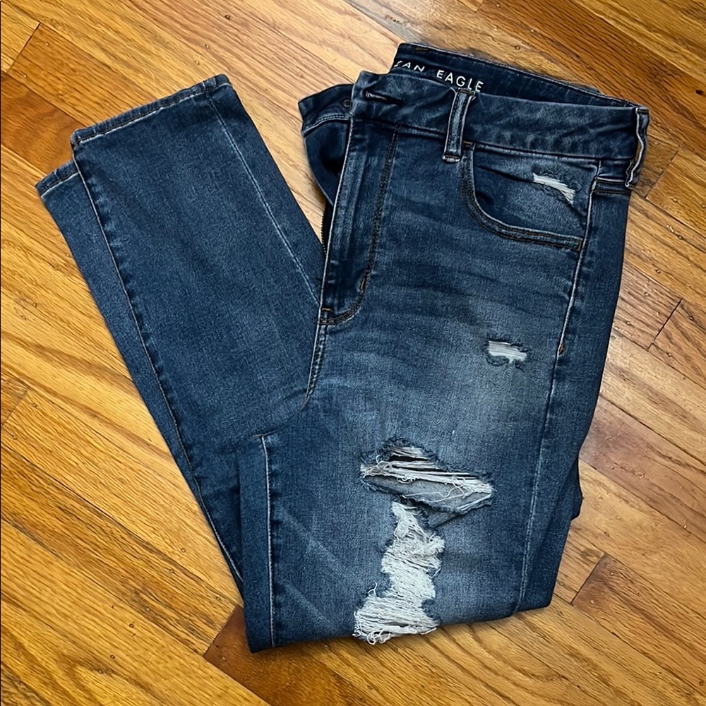 American Eagle Outfitters Blue Boyfriend Jeans Distressed